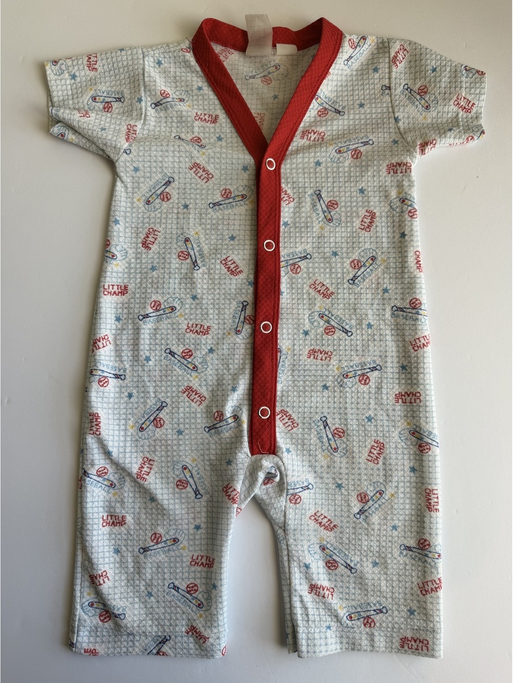 Vintage Lightweight Baseball "Little Champ" Romper 12-18M